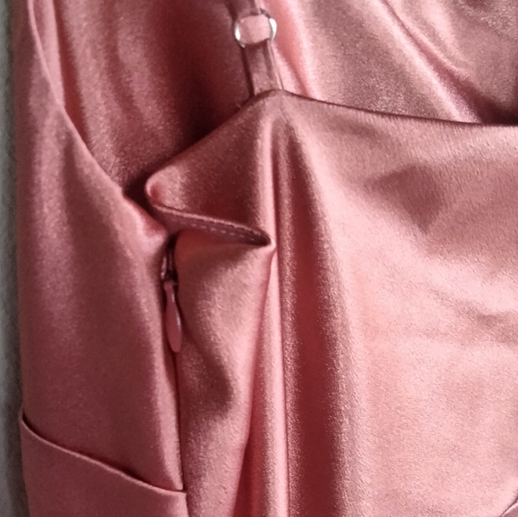 Birdy Grey Size Medium Satin Evening Gown in Pink / Orange - Picture 6 of 11